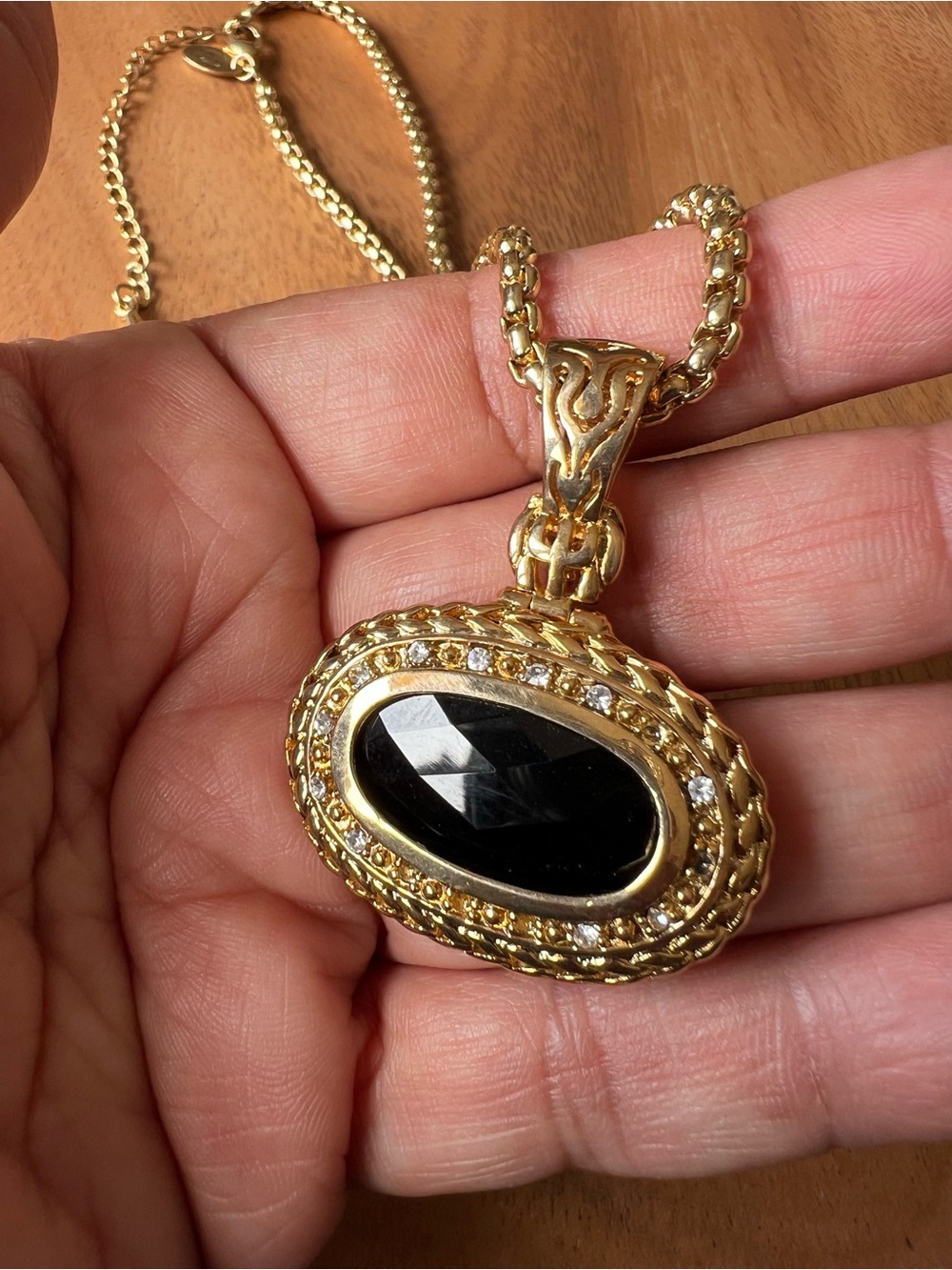 JC Gold Tone Convertible Black Gem Pendant Necklace - Picture 3 of 8